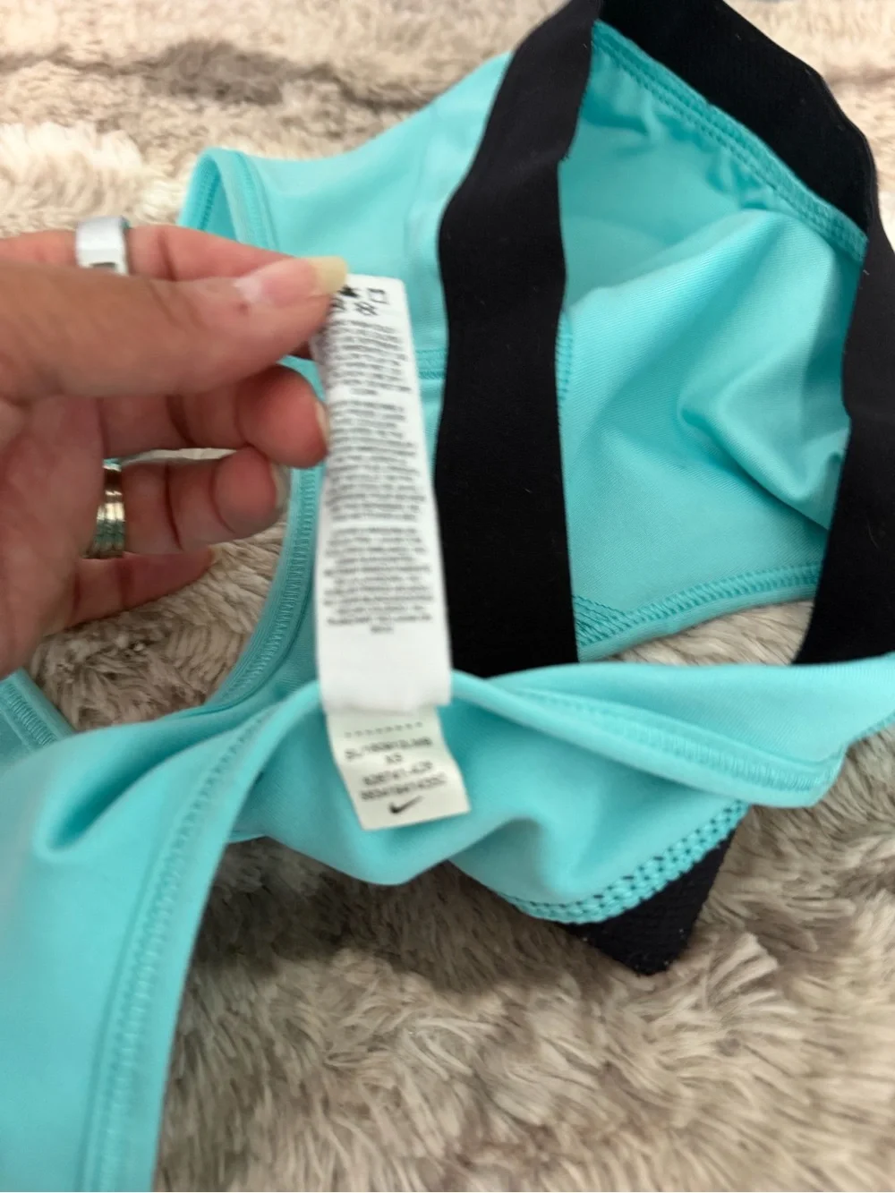 Nike Aqua/Teal Racerback Sports Bra with Black Band